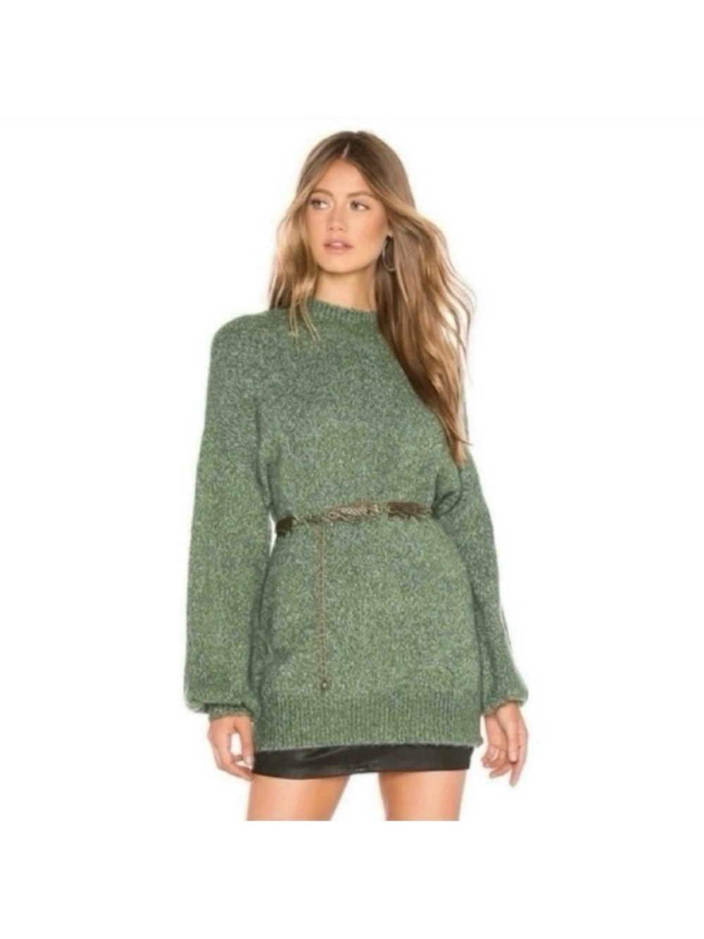 Tularosa Revolve Emerald Baia Mock Neck Green Sweater / Dress